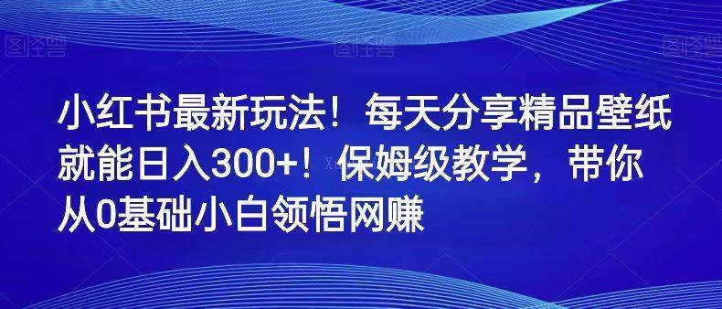 小红书最新玩法!每天分享精品壁纸就能日入300+!保姆级教学,带你从0领悟网赚-续财库